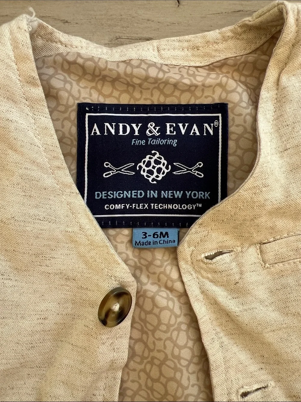 Andy & Evan Beige Vest, Shorts & White Button Bodysuit Set